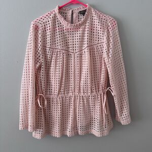 J.Crew‎ Point Sur Pink Eyelet Trim Top Women's Size 4 Festival Boho Beach